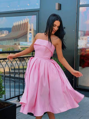 Short Strapless Pink and Yellow Prom Dress Formal Homecoming Dress