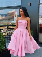 Short Strapless Pink and Yellow Prom Dress Formal Homecoming Dress