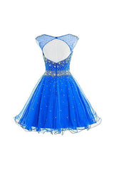 Short Tulle Beaded Homecoming Dress Graduation Gown