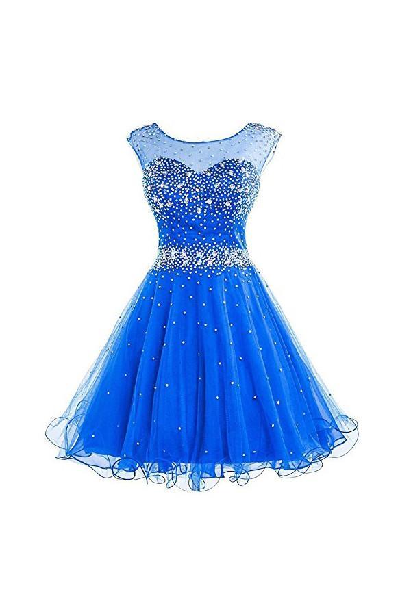 Short Tulle Beaded Homecoming Dress Graduation Gown