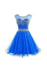 Short Tulle Beaded Homecoming Dress Graduation Gown