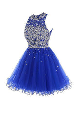 Short Tulle Beaded Homecoming Dress Prom Gown