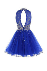 Short Tulle Beaded Homecoming Dress Prom Gown
