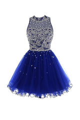Short Tulle Beaded Homecoming Dress Prom Gown