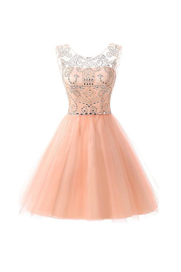Beaded Short Tulle Homecoming Dress Prom Gown Party Dress