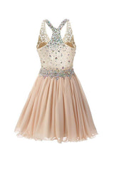 Short/Mini Halter A-Line Homecoming Dress with Beading