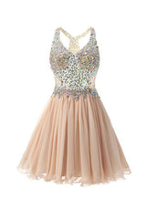 Short/Mini Halter A-Line Homecoming Dress with Beading