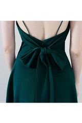 Simple Chic Dark Green V-neck Homecoming Dress with Straps