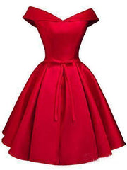 Simple Off the Shoulder Blush Satin Homecoming Dress Graduation Dress