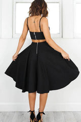 Simple Two-Piece Black Short Prom Dress Homecoming Dress