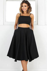 Simple Two-Piece Black Short Prom Dress Homecoming Dress
