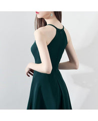 Dark Green Halter A-line Short Party Dress Slim Homecoming Dresses
