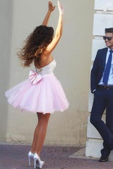 Sparkly High Neck Short Pink Homecoming Dress Party Dress