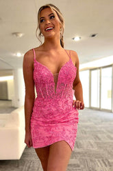 Bodycorn V neck Lace Appliques Homecoming Dress