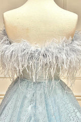 Strapless Feathers A-line Cute Homecoming Dress