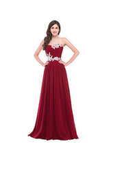 Strapless Long Evening Dress with Appliques, Prom Dresses