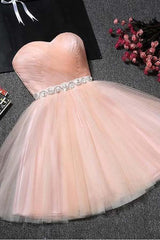 Strapless Sweetheart Neck Blush Pink Short Prom Dress Homecoming Dress