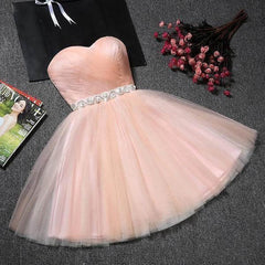 Strapless Sweetheart Neck Blush Pink Short Prom Dress Homecoming Dress