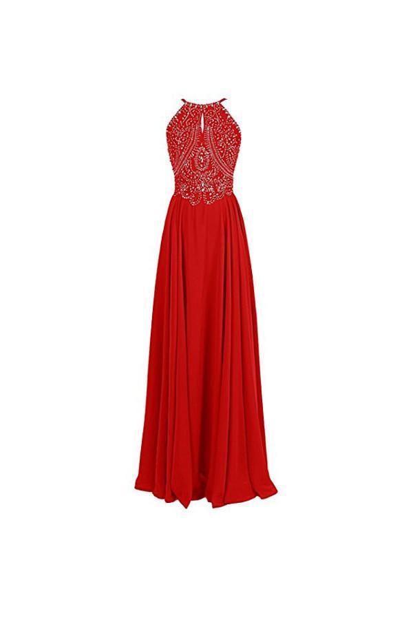 Formal Gowns Straps Bridesmaid Dresses, Beading Prom Evening Dresses, Backless