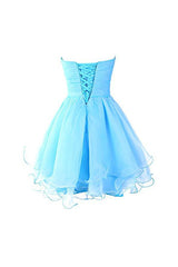 Sweetheart Organza Blue Prom Dress Homecoming Dress