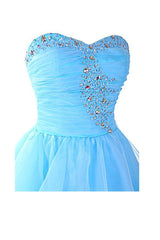 Sweetheart Organza Blue Prom Dress Homecoming Dress