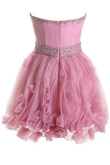 Sweetheart Organza Pink Homecoming Dress Short Prom Dress