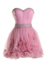 Sweetheart Organza Pink Homecoming Dress Short Prom Dress