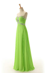 Green Sweetheart Sleeveless Backless Chiffon Prom Dress