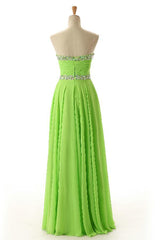 Green Sweetheart Sleeveless Backless Chiffon Prom Dress