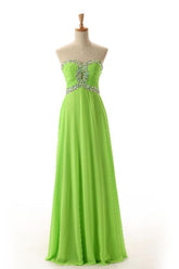 Green Sweetheart Sleeveless Backless Chiffon Prom Dress
