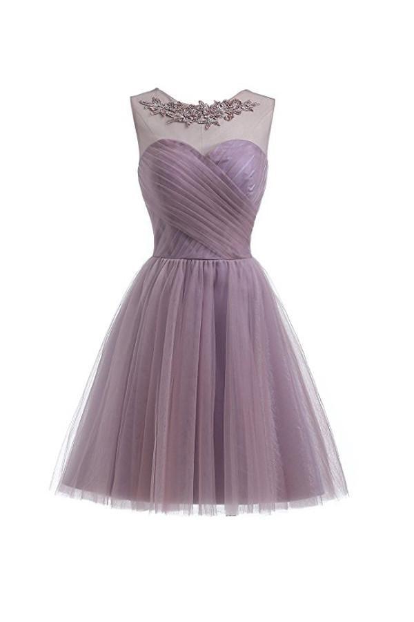 Sweetheart Tulle Light Purple Homecoming Dress Short Prom Dress