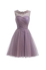 Sweetheart Tulle Light Purple Homecoming Dress Short Prom Dress