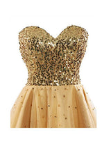 Sweetheart Tulle Sequined Homecoming Dress Short Prom Gown