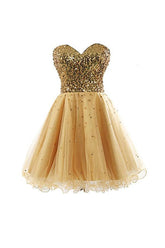Sweetheart Tulle Sequined Homecoming Dress Short Prom Gown