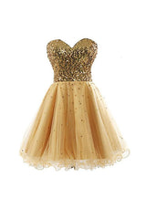 Sweetheart Tulle Sequined Homecoming Dress Short Prom Gown