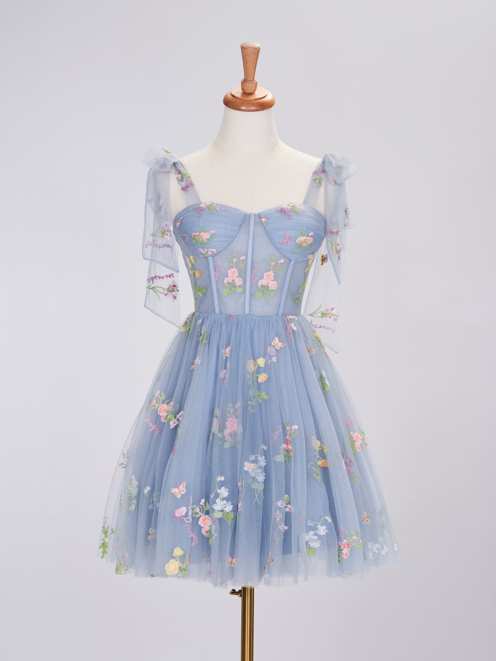 Trendy A Line Spaghetti Straps Short Homecoming Dress with Embroidery