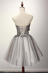 Tulle Gray Short Prom Dress Homecoming Dress Cocktail Dress
