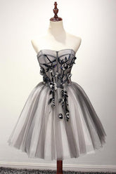 Tulle Gray Short Prom Dress Homecoming Dress Cocktail Dress