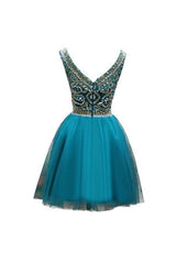 Tulle Scoop Neckline A-Line Homecoming Dress Prom Dress