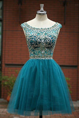 Tulle Scoop Neckline A-Line Homecoming Dress Prom Dress
