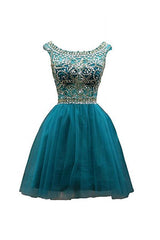 Tulle Scoop Neckline A-Line Homecoming Dress Prom Dress