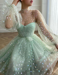 A-Line Corset Homecoming Dress with Sleeves