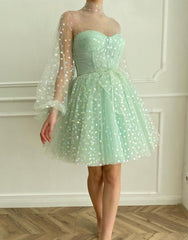 A-Line Corset Homecoming Dress with Sleeves
