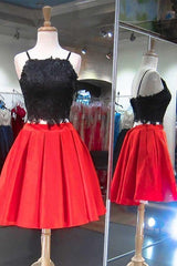 Two-Piece Black and Red Short Homecoming Dress Party Dress