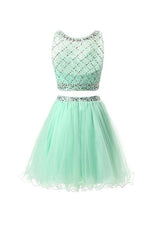 Two-Piece Mint Tulle Homecoming Dress Prom Dress