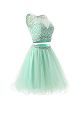 Two-Piece Mint Tulle Homecoming Dress Prom Dress