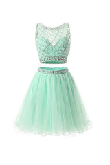 Two-Piece Mint Tulle Homecoming Dress Prom Dress