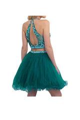 Two Piece Tulle Short Homecoming Dress with Beading