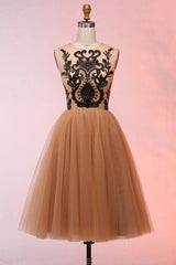 Vintage Short Tulle Appliques Homecoming Dress Short Prom Dress