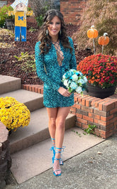 Bodycorn Long Sleeve Sequins Homecoming Dress
